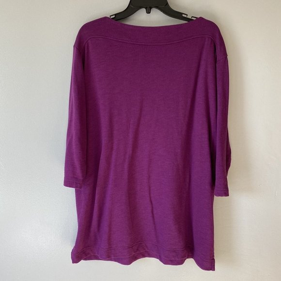 Women’s Lands’ End Purple Tunic Top Blouse 3/4 Sleeves Size Large 14/16 - Picture 2 of 6